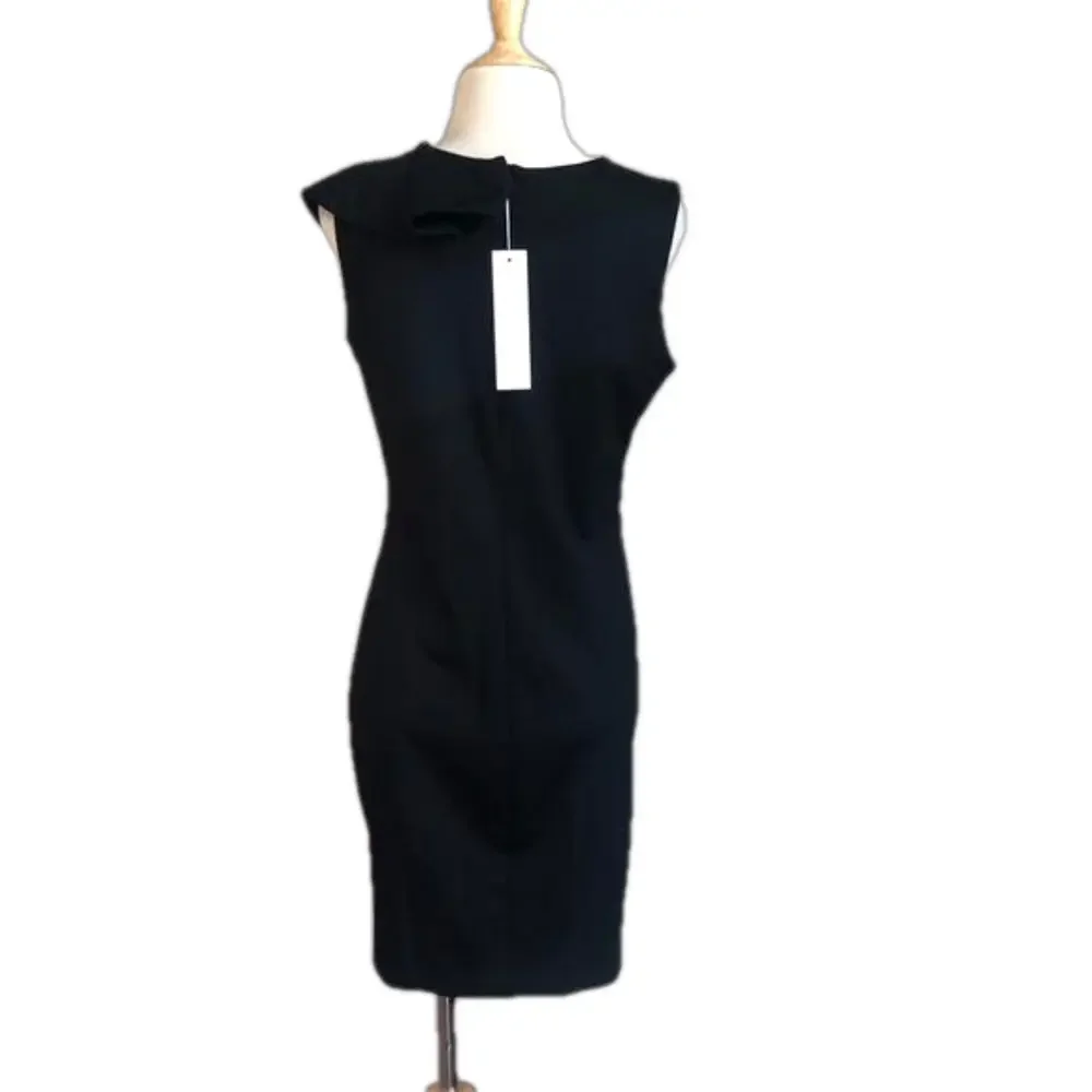 AMANDA UPRICHARD‎ Womens Large Black Ruffle Collar Sleeveless Dress Romantic New